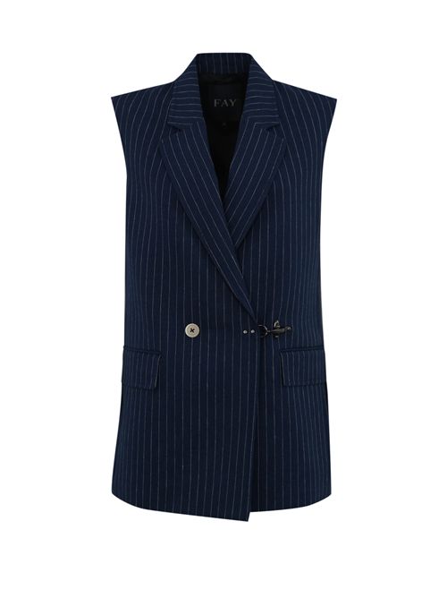 Gilet doppiopetto in cotone e lino con gancio FAY | NGW10504570 XDOU810
